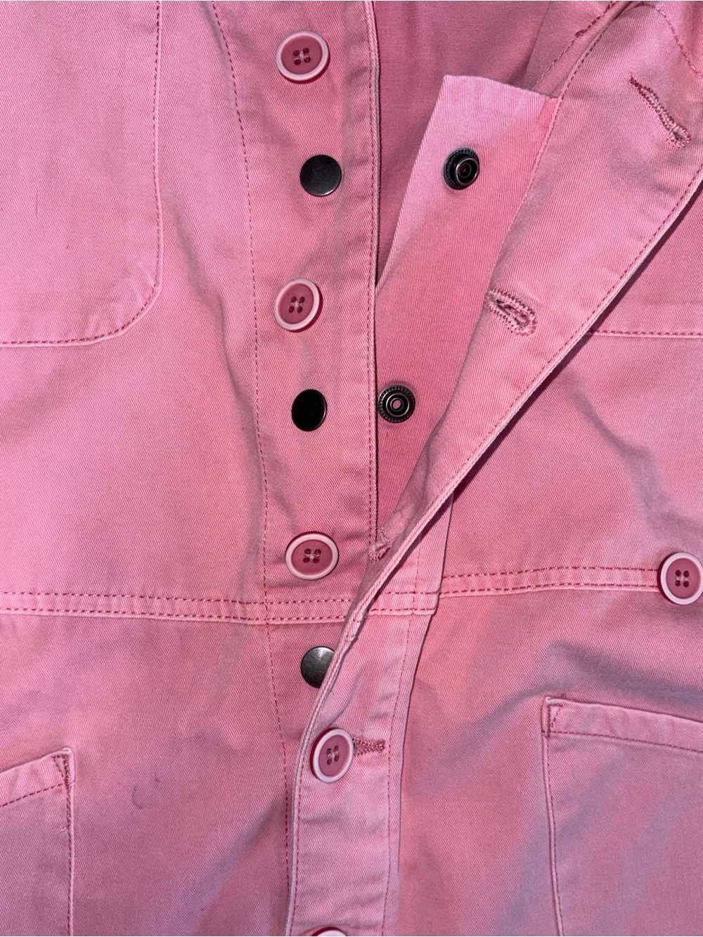 Pistola Pink Short Sleeve Button Front Utility Jumpsuit Straight Leg - Picture 4 of 7